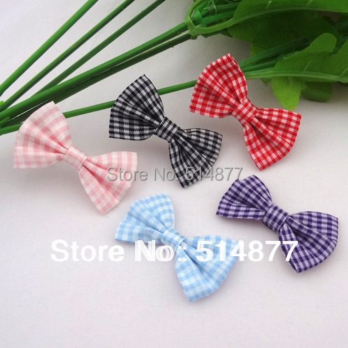 Lots Colors 200pcs U Pick font b Tartan b font plaid Ribbon Bows flower Appliques craft