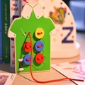 Montessori Educational Toys Children Beads Lacing Board Wooden Toys Toddler Sew On Buttons Early Education Teaching