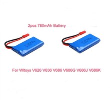 3.7V 780mah Lipo Battery + Charger For Wltoys V626 V636 V686 V686G V686J V686K 2.4Gh 4CH 6-Axis UAV FPV RC Quadcopter Drone