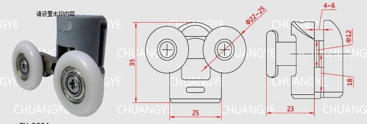 Description Picture 3 of item4Pieces/set 25mm Diameter Shower room glass door pulley accessories