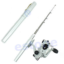 Portable Mini Aluminum Alloy Pocket Pen Fishing Rod Pole w/ Reel with Line New