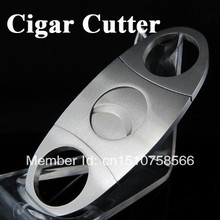 Acero inoxidable Cigar Cutter guillotina trilateral doble partido cuchillas regalo 7643 envío gratis 8 MAqAq