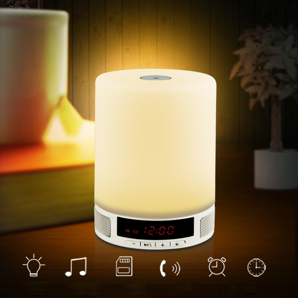 Wireless Bluetooth Speaker Music Sound Box with Alarm Clock Function Touch LED Table Lamp Support Hands-free Call TF Card 1086 Wireless Bluetooth Speaker Music Sound Box with Alarm Clock Function Touch LED Table Lamp Support Hands-free Call TF Card 1086