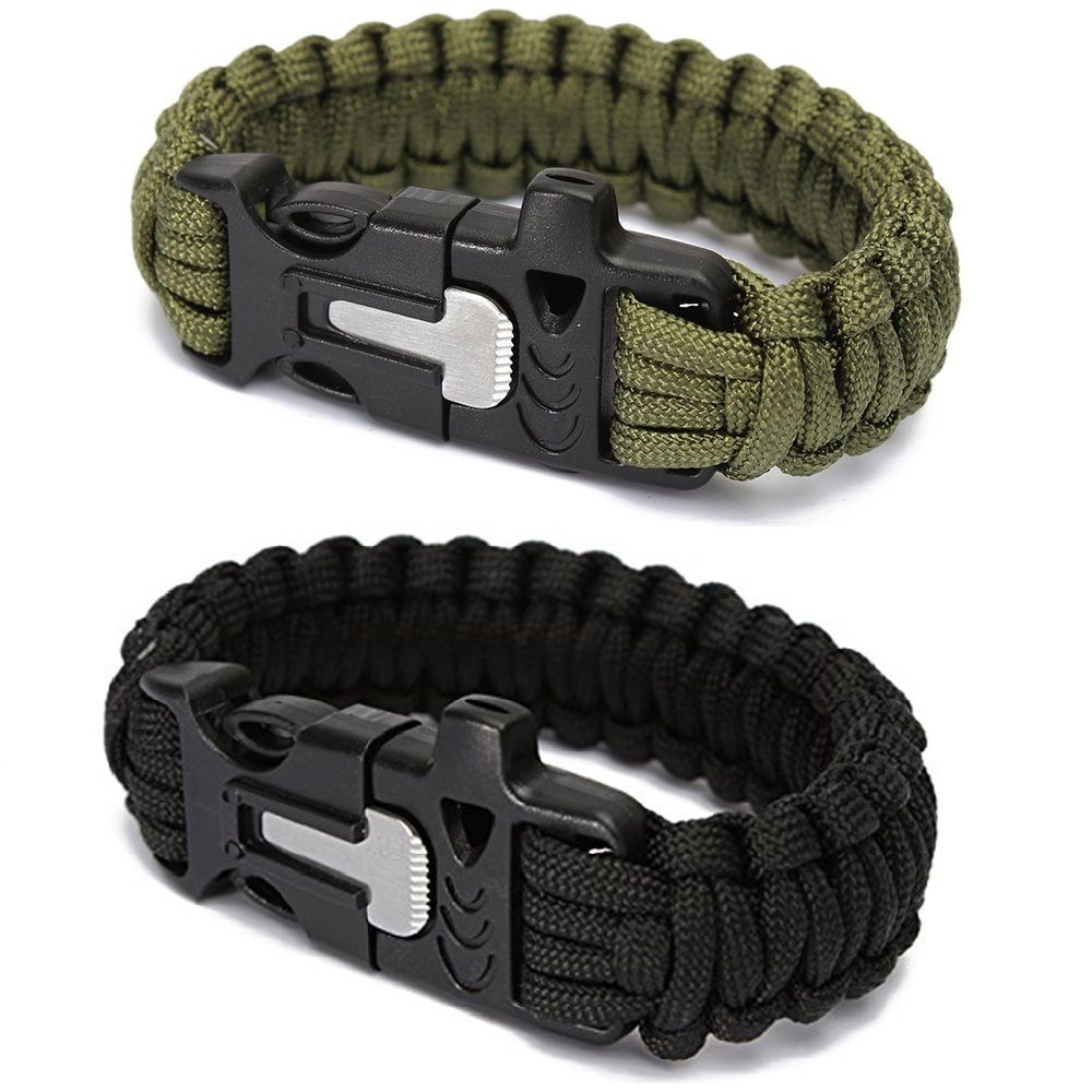 Outdoor Camping Men Self-Rescue Paracord Parachute Cord Emergency Survival Bracelet Rope Kit with Flint Whistle Scraper Buckle