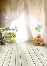 photography backdrops photo props fantasy ballon bear children wooden floor vinyl 5x7ft photo studio stand background