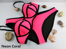 Swimwear Women Fashion Neoprene Bikini Woman New Summer 2015 Sexy Swimsuit Bath Suit Push Up Bikini