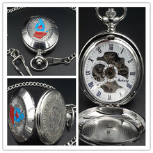 New hot Russian military Pocket Watch Silver mechanical Pocket watch Roman numerals Men Pocket watch Wholesale