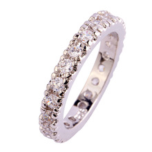 Wholesale New Novelty Round Cut White Topaz 925 Silver Band Ring Size 6 7 8 9