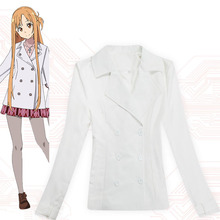 Anime Sword Art Online Asuna Yuuki Cosplay Costume Daily Wear White Preppy Lolita Coat Over Hip Trench