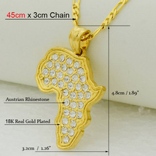 3 Size Africa map pendant necklace women girl silver 18k gold plated jewelry men 45 60cm