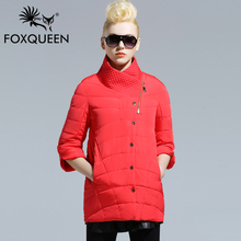 FOXQUEEN 2016 New Spring Warm Cotton Clothing Cotton padded Coat Women’s Clothing Three Quarter Sleeve Coat Jacket Windbreaker