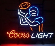NEW COORS LIGHT FOOTBALL SPORT SIZE: 19″X15″ GLASS NEON SIGN LIGHT BEER BAR PUB SIGN ARTS CRAFTS GIFTS SIGNS