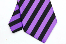 NT0058 Purple Black Stripe Smooth Classic Type Jacquard Woven Silk Polyester Man s Business Wedding Luxury