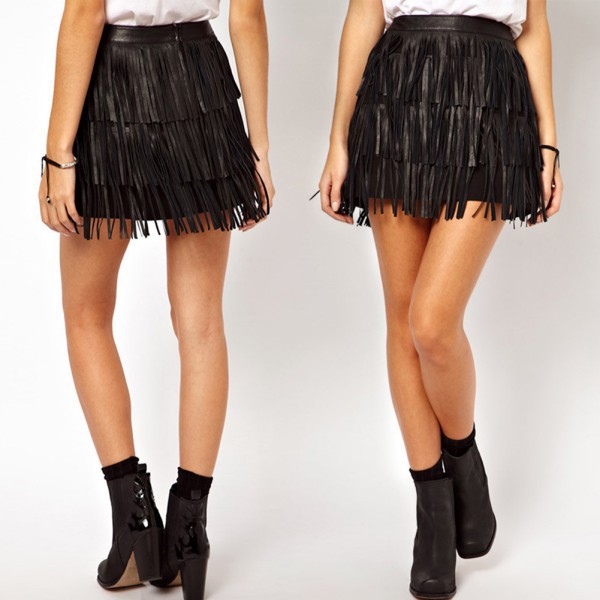 Leather Fringe Mini Skirt | Jill Dress