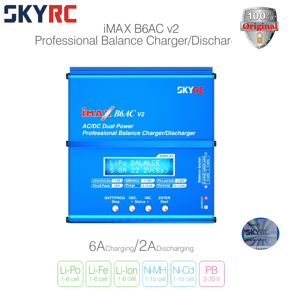 100% Оригинал SKYRC IMAX B6AC Зарядное Устройство 50 Вт Lipo Батарея Balance RC Разрядник четырёхроторный вертолет(квадрокоптер ) с Адаптером Питания