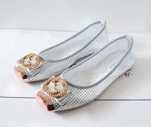 In the summer of 2015 hole section flat shoes hollow metal head casual shoes size 928