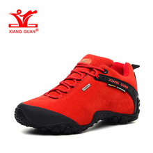 XIANGGUAN Woman Hiking Shoes Women Suede Athletic Trekking Boots Red Zapatillas Sports Climbing Shoe Outdoor Walking Sneakers