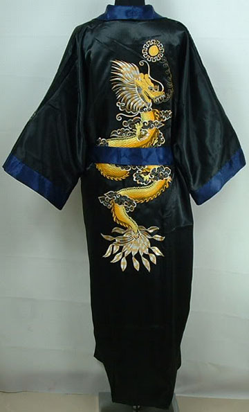 Men's silk dragon robe