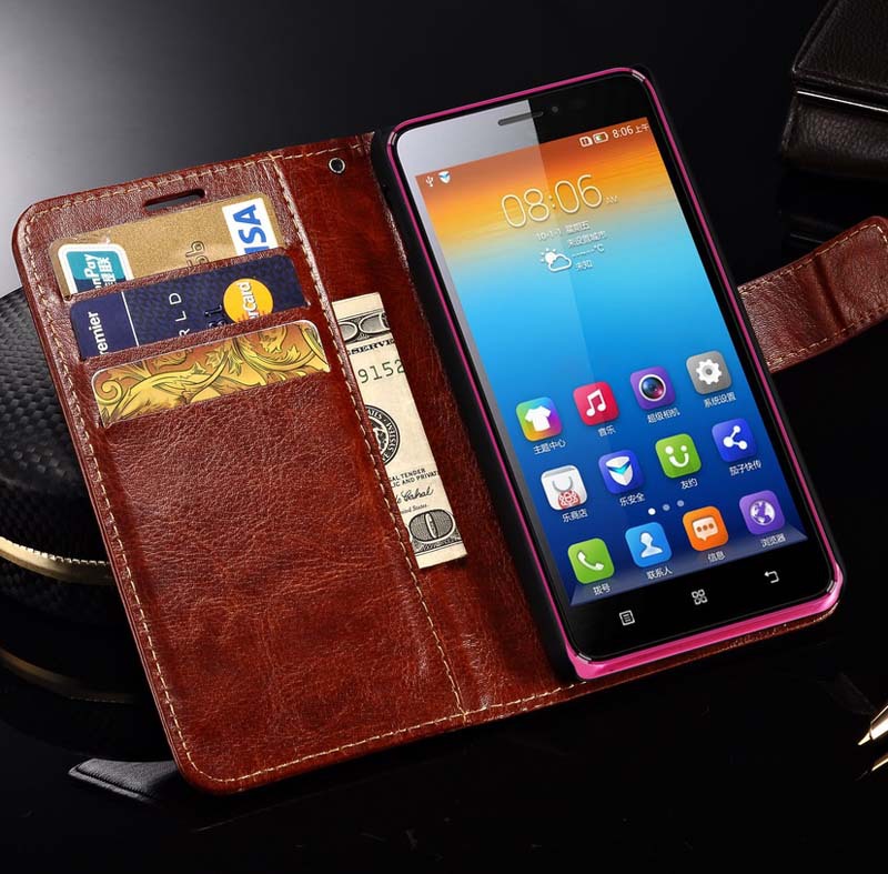Retro Deluxe Flip Leather Case for Lenovo S850 Wallet Style with Card Holder Stand Design Phone