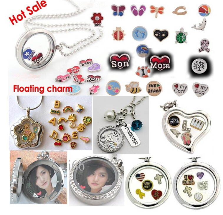 Floating charms for lockets