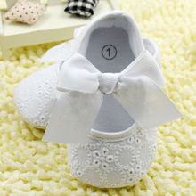White Bowknot Baby Girl Shoes Toddler Prewalker Anti Slip Shoe Simple Baby Shoes