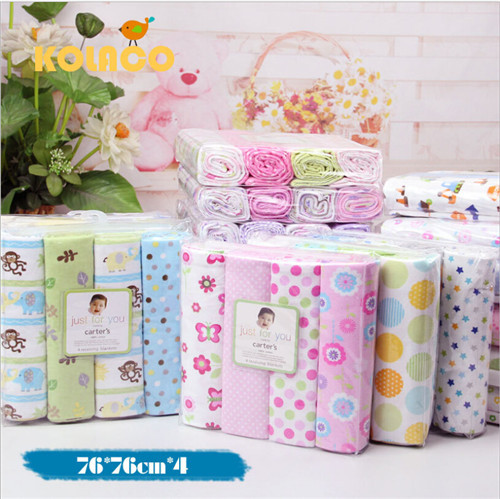 4pcs/lot , baby bed flat sheet newborn bedding 100% cotton set for newborn cot super soft colorful crib fitted 76x76cm blanket