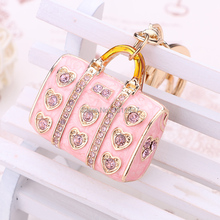 New Arrival Crystal handbag purse 14K Gold Plated Keychain Very Beautiful Keyring Free Shipping Wholesale PWK0106
