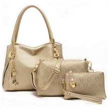 In Stock New 2016 women handbags leather handbag women messenger bags ladies bag bags Handbag+Messenger Bag+Purse 3 Sets