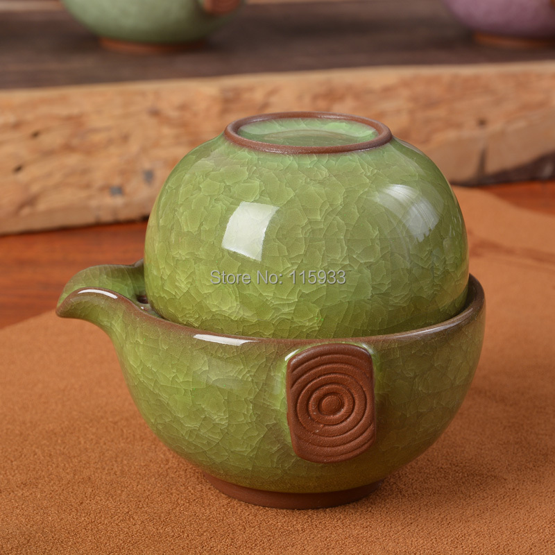 10 color Crackle Glaze kung fu tea sets 1 teapot 1cup portable porcelain tea set ceramic