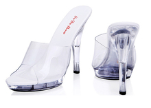 New Arrival Summer Fashion Shoes Woman Sandals 13 CM Party Wedding High Heels Transparent Crystal Women Shoes Big Size 35-44