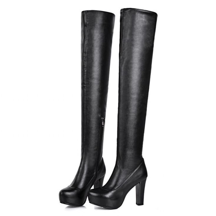 free shipping 2014 Genuine Leather Sexy Over The Knee long Boots For Women Ladies' Footwear Stretch Boots high heels size34-43