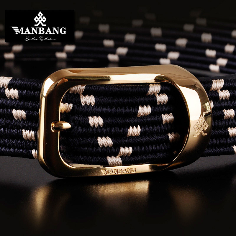 Men Knitted belt +Fashion designer  belt+Luxury Fabric belt+Manbang belt MB0056J05+ free shipping