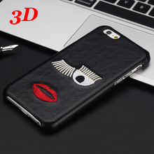 Women 3D Big Eyes Luxury Plastic + PU Leather Hard Back Case for iphone 6 S Men Tiger Animal Cover for iphone 6 6s iphone6 coque