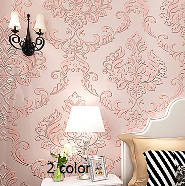 European luxury damask wallpaper flocking wall paper 3D papel de parede for living room bedroom R185