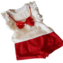 new year girls clothing sets T shirt short necklace baby girls clothes children clothing