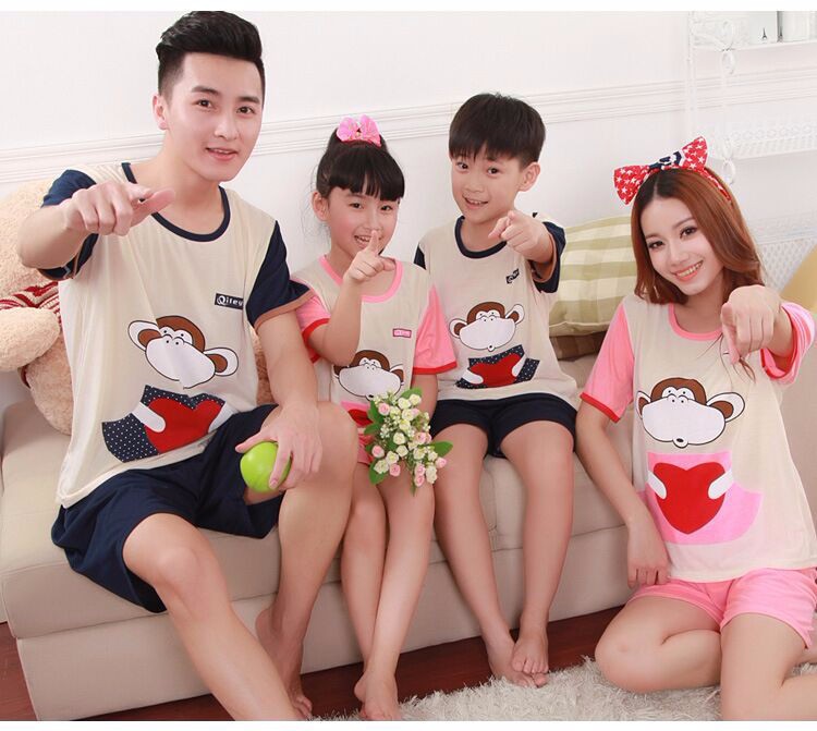 10 Family Matching Clothes Short Sleeve Tops+Shorts Family Set Clothes Printing Monkey Mother Daughter Family Matching Clothes