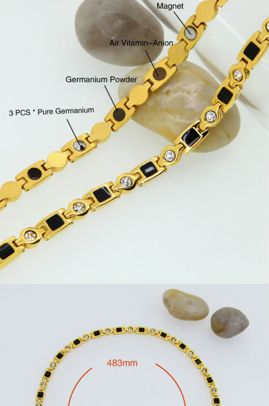 9062-Crystal Gold Statement Fashion Necklaces For Women 2015 Stainless Steel Necklace Layer Necklace With Magnetic Pure Germanium