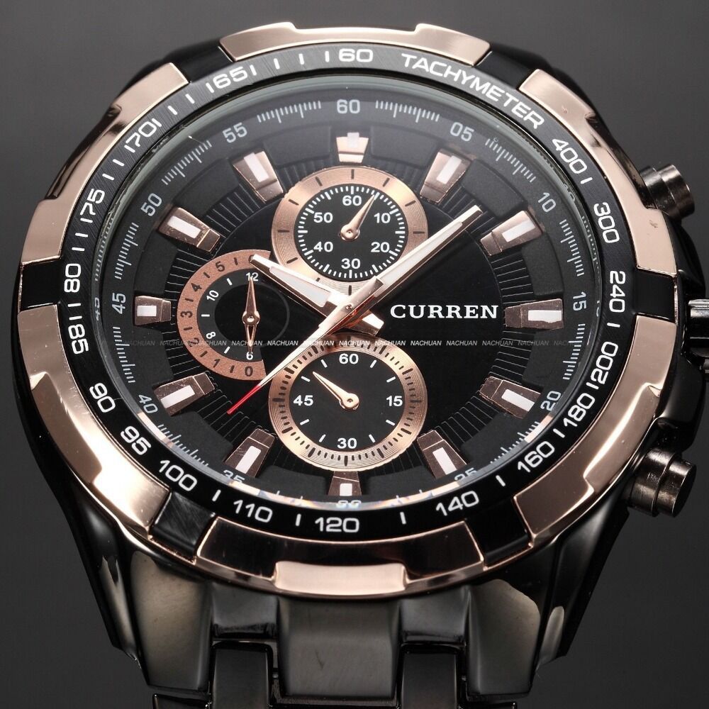 HOT Sell Curren Trendy Luxury Sports Full Steel Men Military Wrist Watch Army Quartz Watches Folding