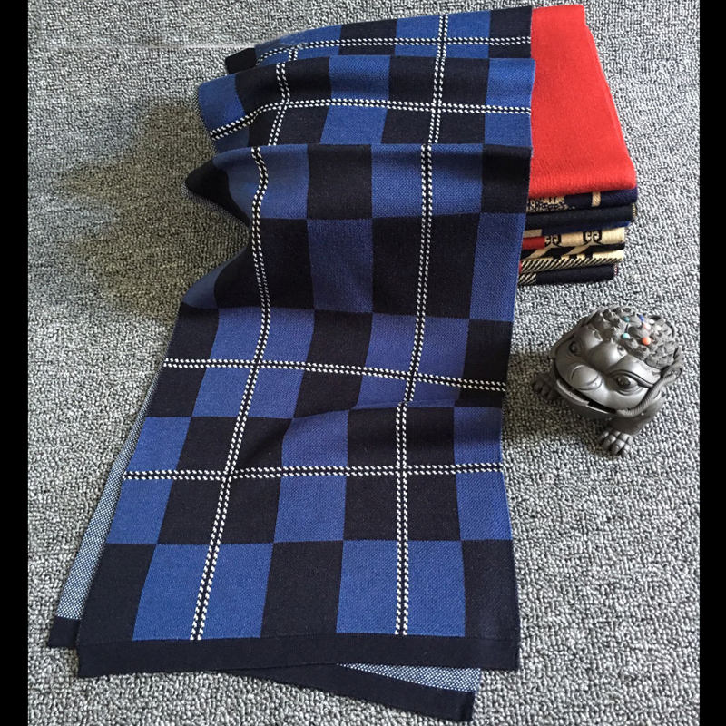 2016 New Winter Wool Men Scarf Thick Warm font b Tartan b font Scarves Classical Contrast