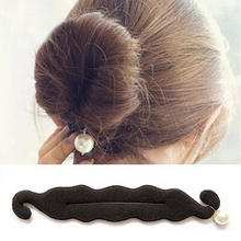 New Fashion DIY Big Simulated Pearl Hair Styling Tools Bun Roller Black Barrette for Headwear Hair Accessories for Women