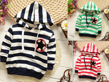 New 2015 Children hoodies baby boys girls Hoodies striped outerwear Children Long sleeve fashion t shirt