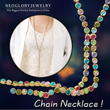 Neoglory MADE WITH SWAROVSKI ELEMENTS Rhinestone Colorful Long Bead Chain Necklaces Jewelry Accessories for Women 2015
