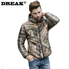 DREAK camouflage collar men hooded down jacket thin section trench jacket hooded down jacket outwear overcoat cotton wadded coat