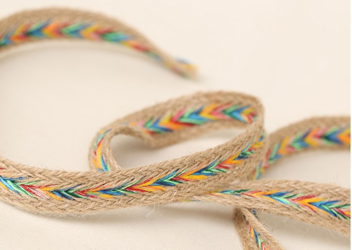 20mm x5m colored jute twine lace braided flat hemp lace DIY accessory