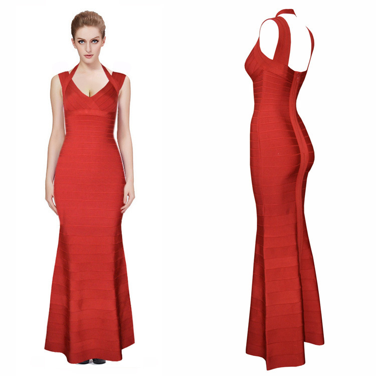 Free Shipping Elegant Red Prom Dresses 2015 New Designer Brands HL Bandage Long Evening Party Prom Dresses Black White Available