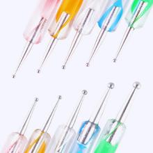 1PCS 2Way Marbleizing Dotting Manicure Tools Painting Pen Nail Art Paint Random Colors