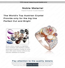 LZESHINE Hot Sale Jewelry Ring 18K Rose Gold Plate Austrian Crystal Enamel Flower Wedding Ring For