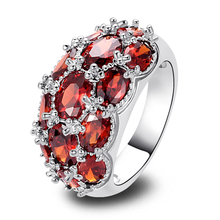 Girls Rings Luxuriant Model Crimson Garnet 925 Silver Ring Dimension 7 eight 9 10 Female Cute Jewelry Free Supply Wholesale