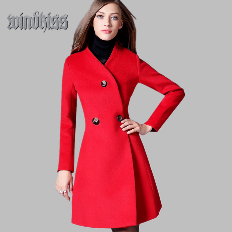 New 2016 Elegant Women Coat Winter Autumn Wool Coat Fashion Long Woolen Blend Coat Female Overcoat Long Outdoor Overcoat 40%Off