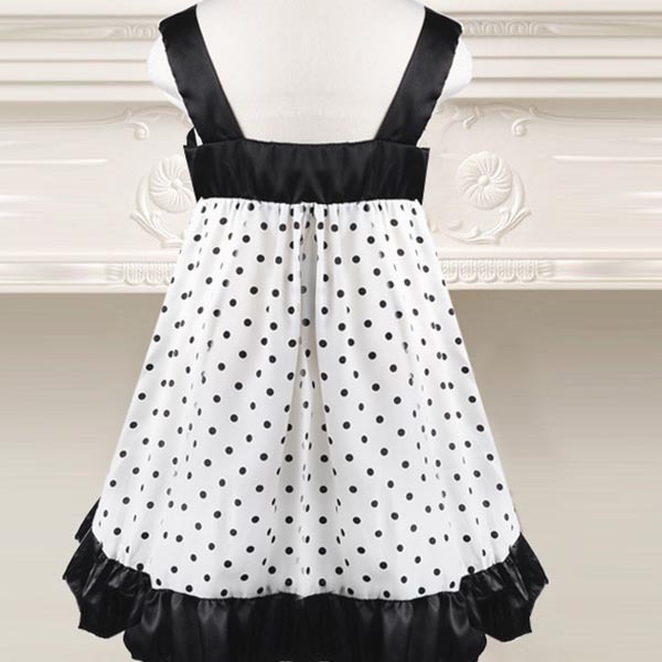 Pretty Baby Girls Polka Dot Corsage Braces Sundress Bowknot Chiffon Dress 2-6Y